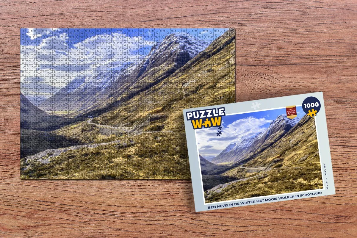 PuzzleWow Ben Nevis Winter Wolken Legpuzzel 1000 Stuks - Multicolor