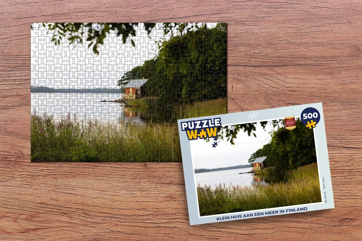 PuzzleWow Legpuzzel Klein Huis aan een Meer Finland 500 Stuks - Multicolor