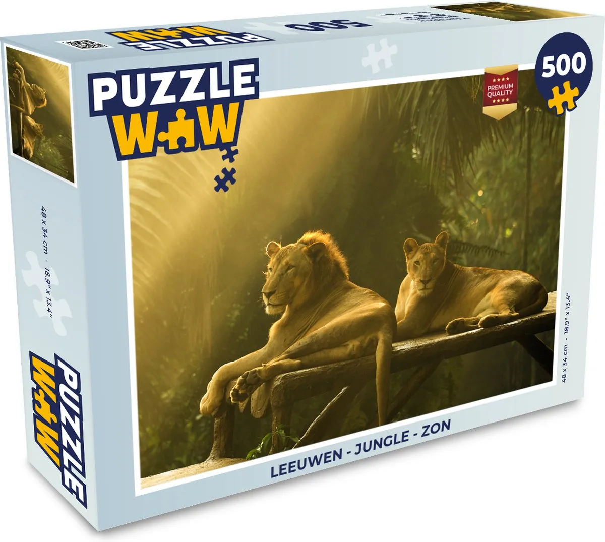 PuzzleWow Leeuwen Jungle Zon Legpuzzel 500 Stuks - Multicolor