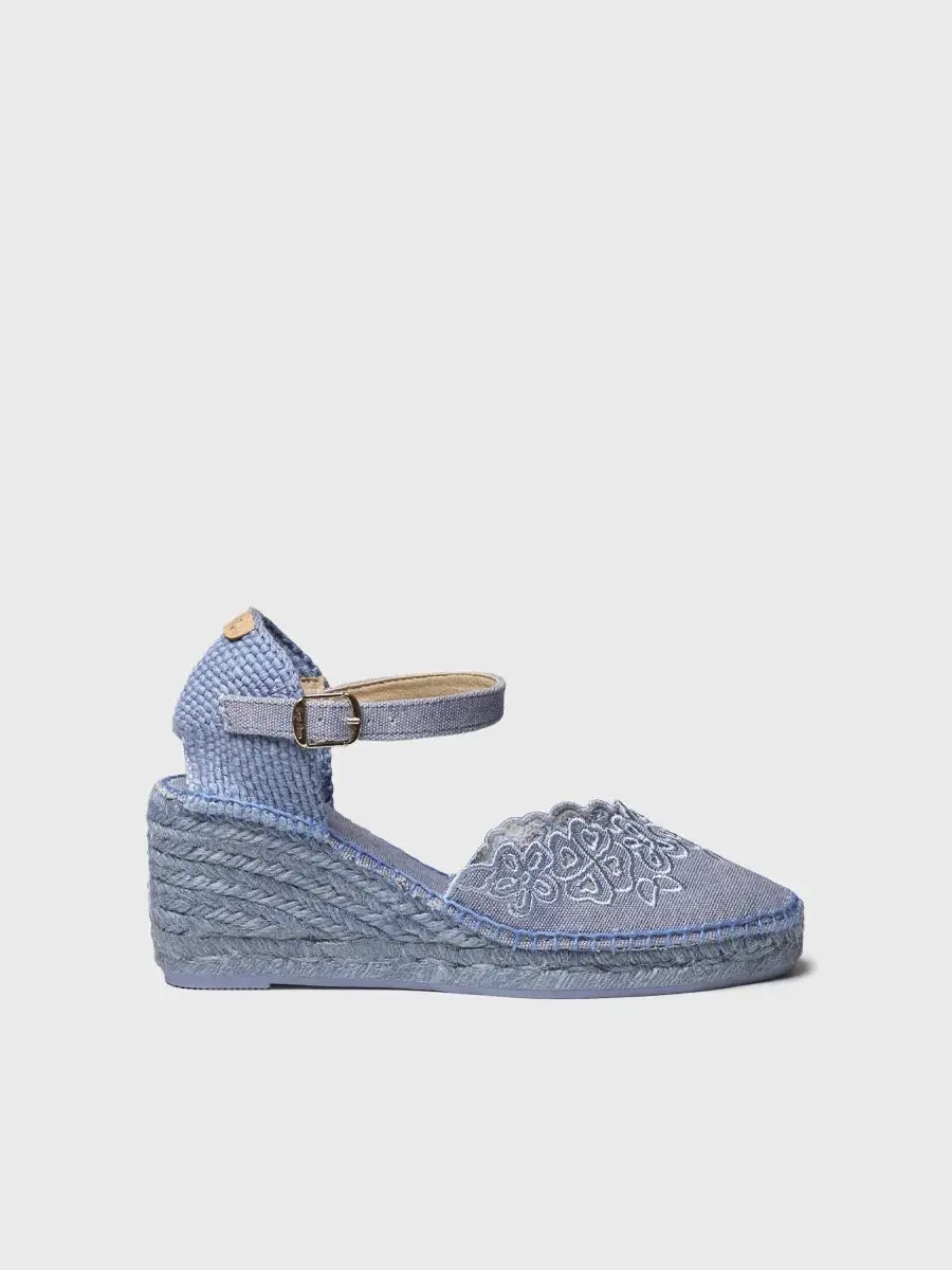 Espadrille met sleehak en borduursel voor dames