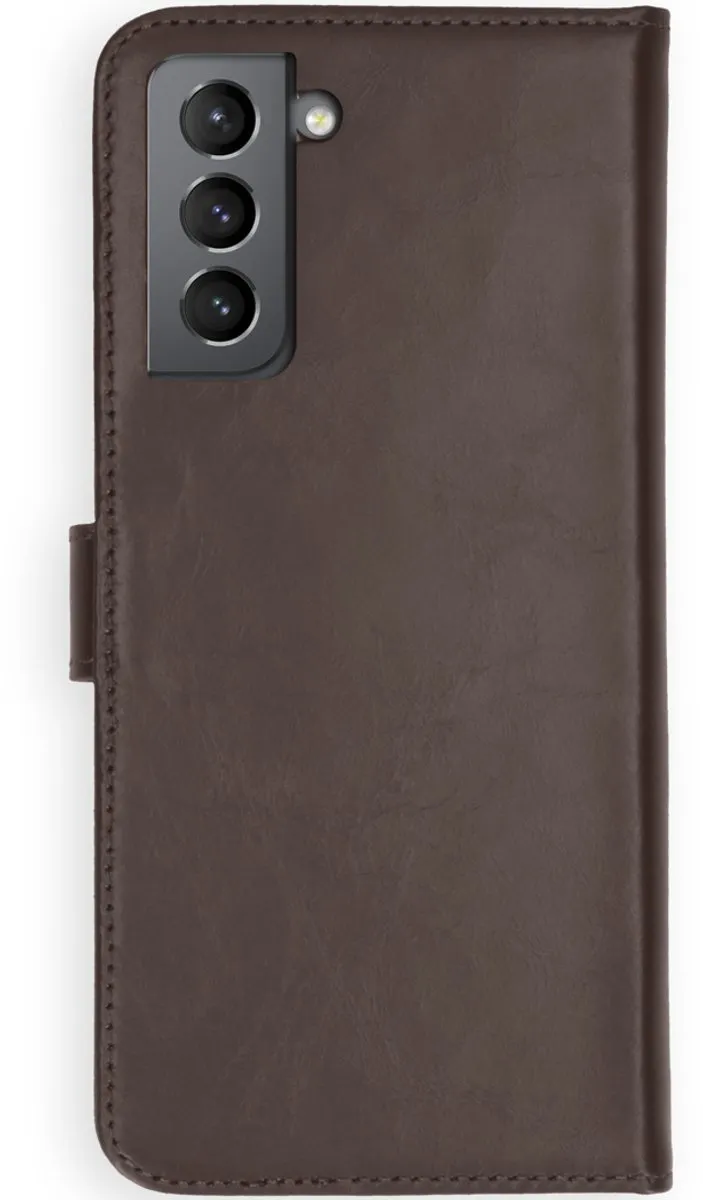 Selencia Hoesje Samsung Galaxy S21 - Echt Lederen Bookcase Bruin