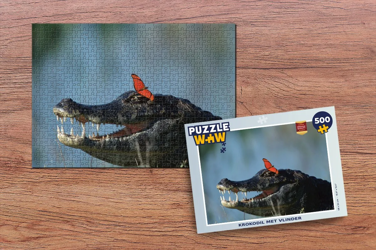 PuzzleWow Krokodil Vlinder Reptielen Legpuzzel 500 Stuks - Multicolor