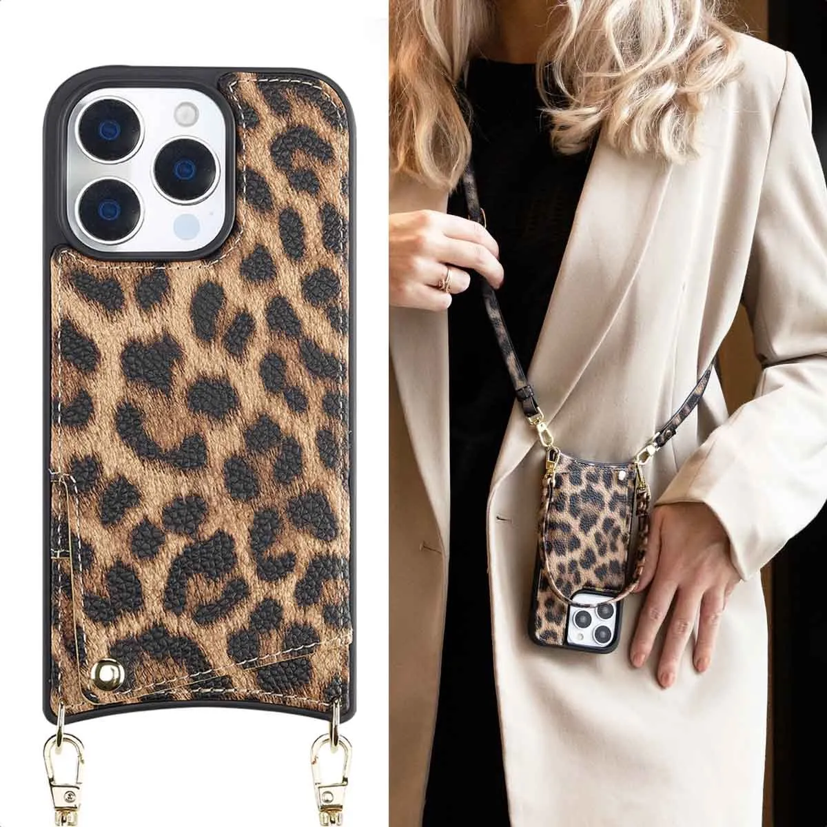 Selencia Hoesje iPhone 16 Pro Leopard - 2 Pasjes