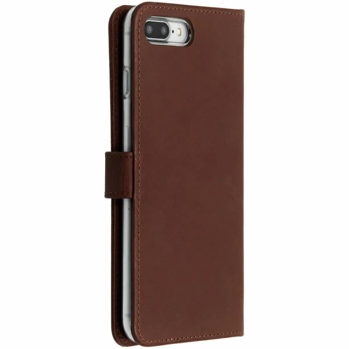Selencia Hoesje iPhone 8/7 Plus - Echt Lederen Bookcase - 3 Pasjes - Bruin