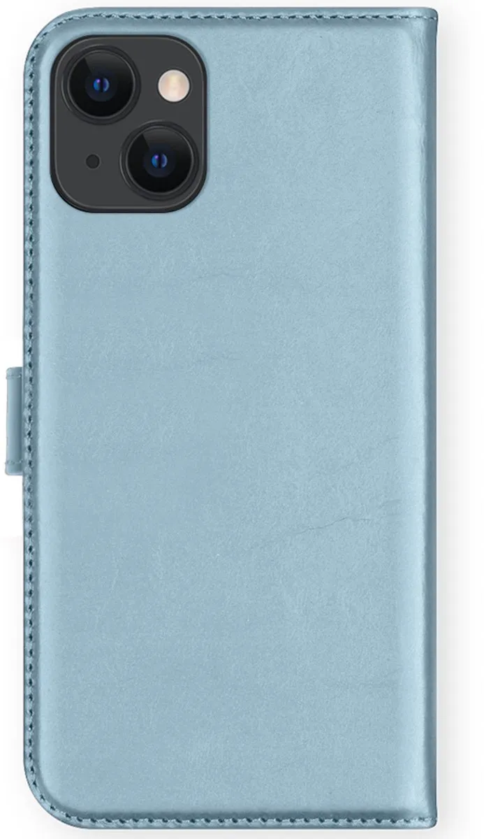 Selencia Hoesje iPhone 13 Mini - Echt Leder Bookcase Lichtblauw