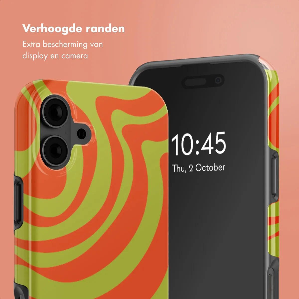Selencia Hoesje iPhone 16 Wavy Swirl Orange Fern - MagSafe