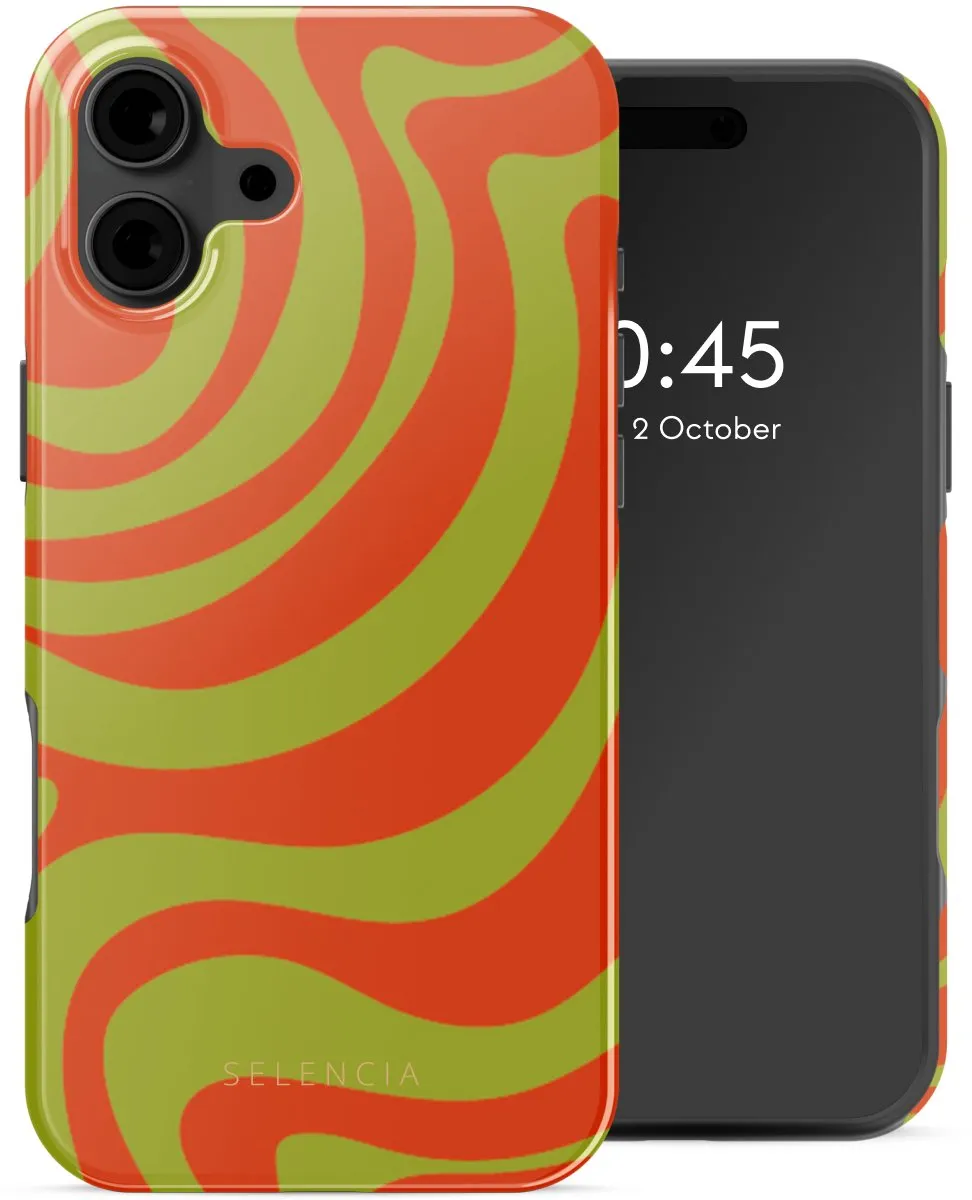Selencia Hoesje iPhone 16 Wavy Swirl Orange Fern