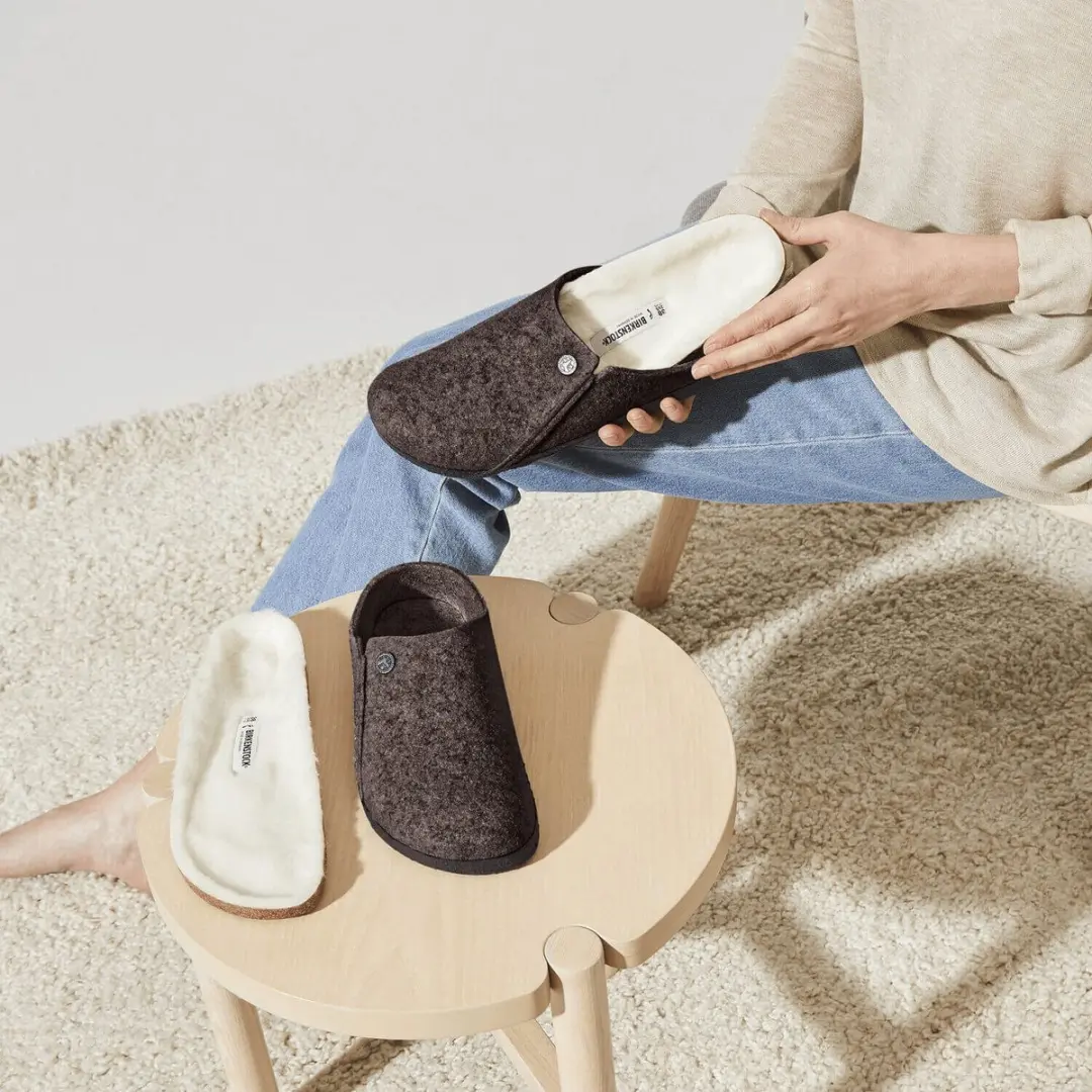 Birkenstock Zermatt Shearling WZ Heren Sloffen - Mocha - Maat 42