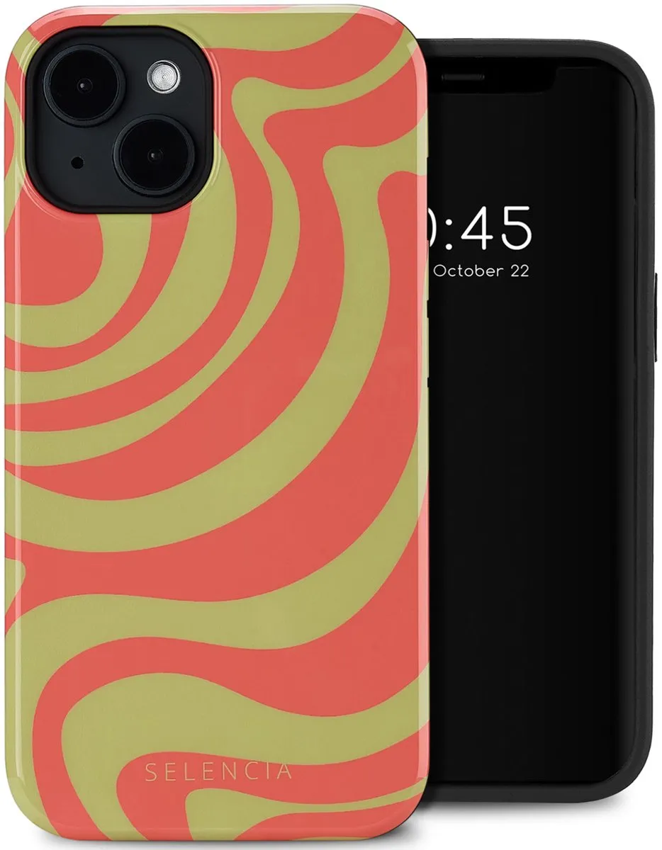 Selencia Hoesje iPhone 14 Wavy Swirl Orange Fern