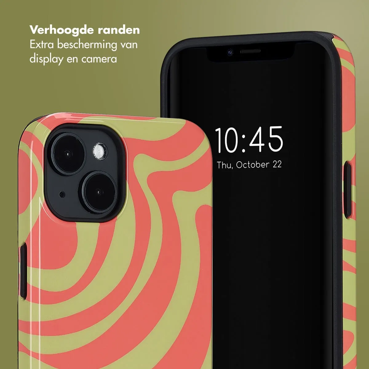 Selencia Hoesje iPhone 14 Wavy Swirl Orange Fern - MagSafe