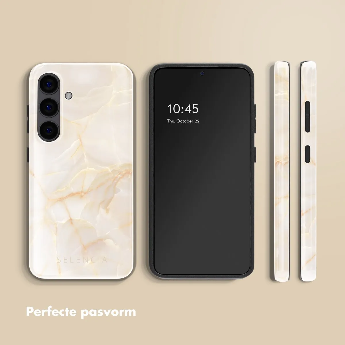 Selencia Hoesje Samsung Galaxy S24 Golden Beige Marble - afbeelding 6 van 6