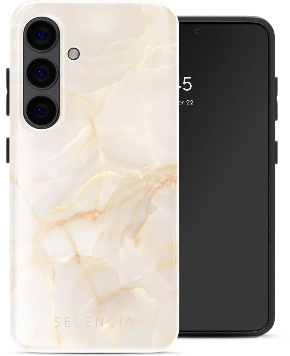 Selencia Hoesje Samsung Galaxy S24 Golden Beige Marble