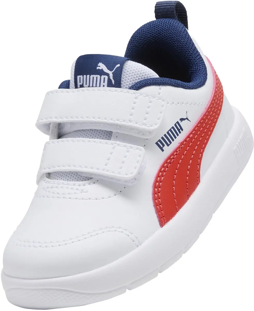 PUMA Courtflex V3 V Schoenen - Maat 21 - Wit/Rood/Blauw