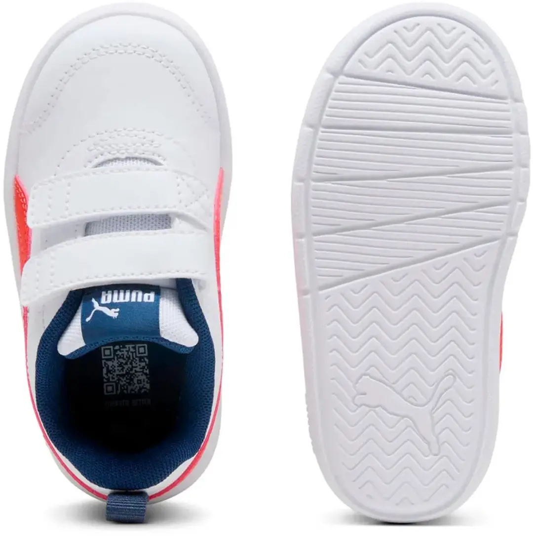 PUMA Courtflex V3 V Schoenen - Maat 21 - Wit/Rood/Blauw