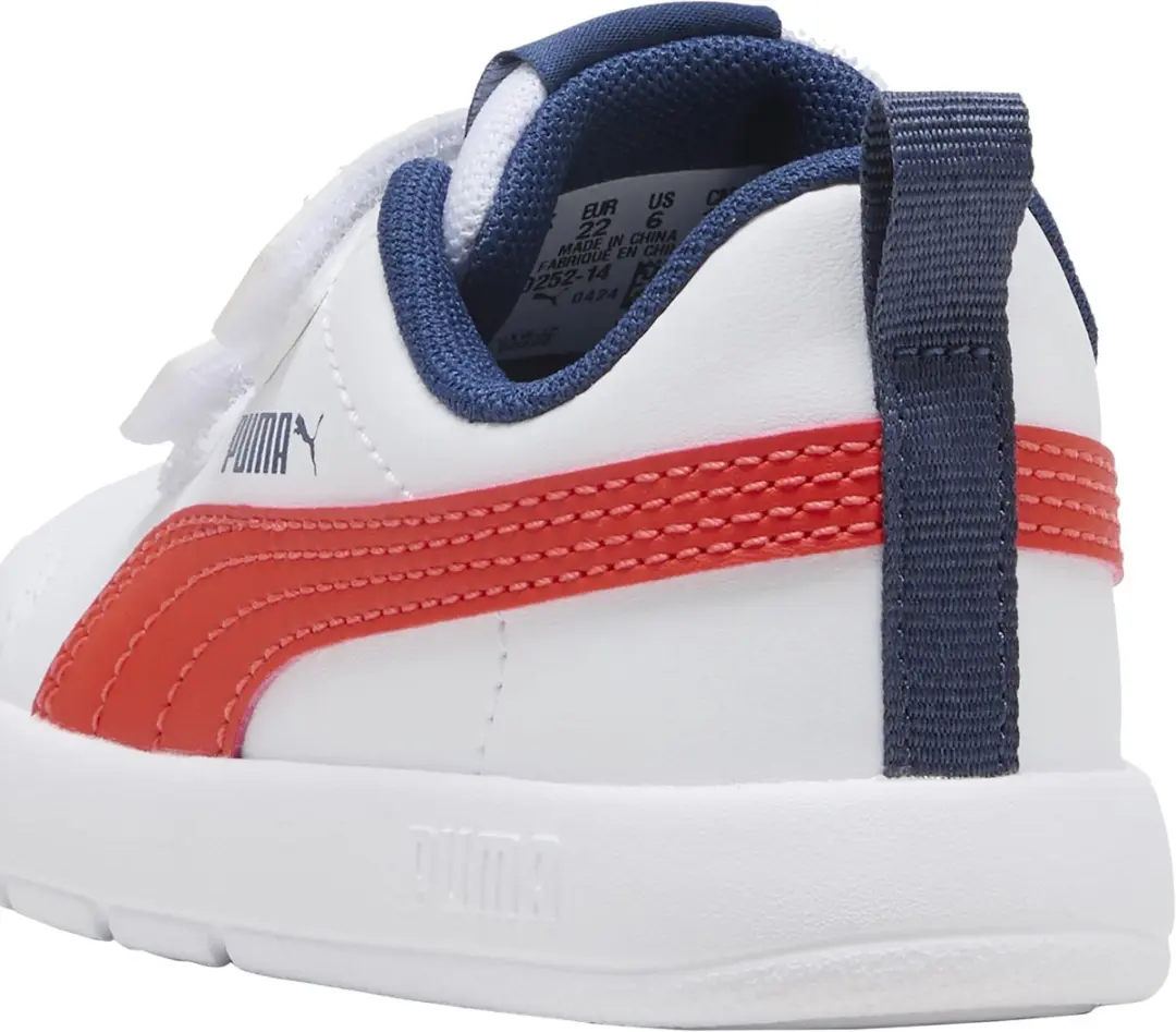 PUMA Courtflex V3 V Schoenen - Maat 21 - Wit/Rood/Blauw