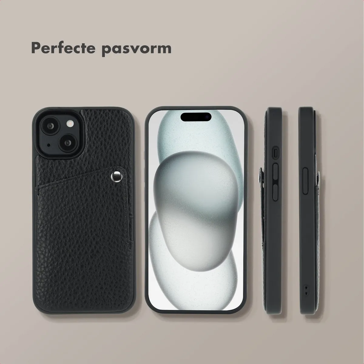 Selencia Hoesje iPhone 15 - Pashouder 2 Stuks - Zwart
