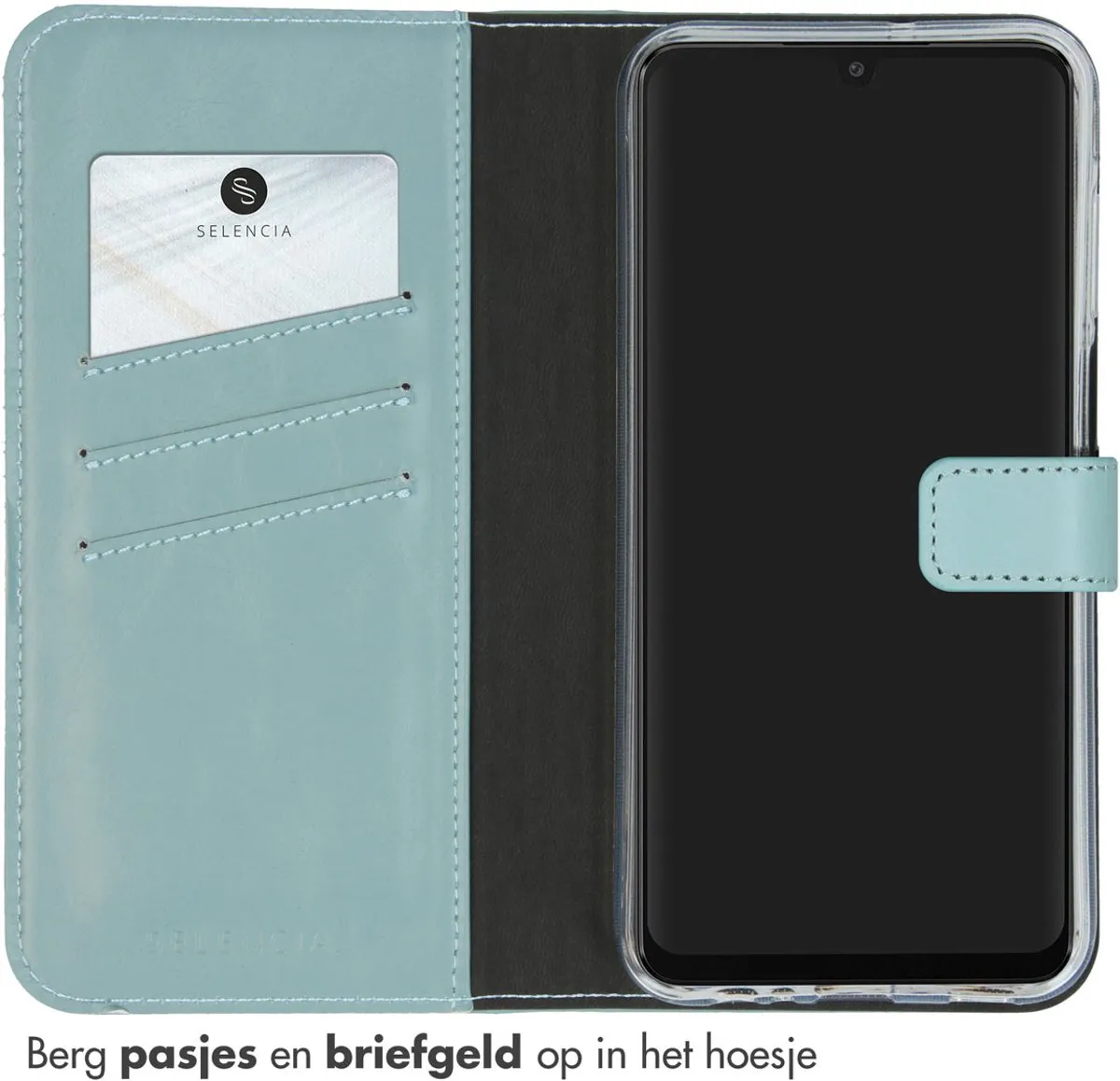 Selencia Hoesje Echt Leder Bookcase Air Blue - Samsung Galaxy A15