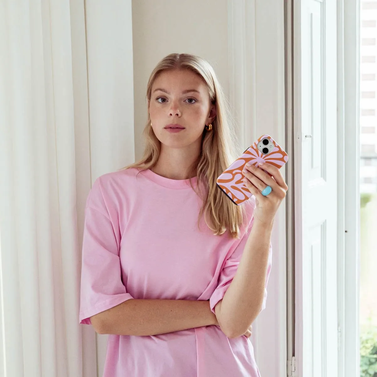 Selencia Hoesje Samsung Galaxy S24 FE Modern Bloom Pink
