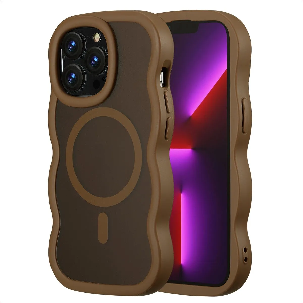 Selencia Wavy Case iPhone 13 Pro - Mocha Brown