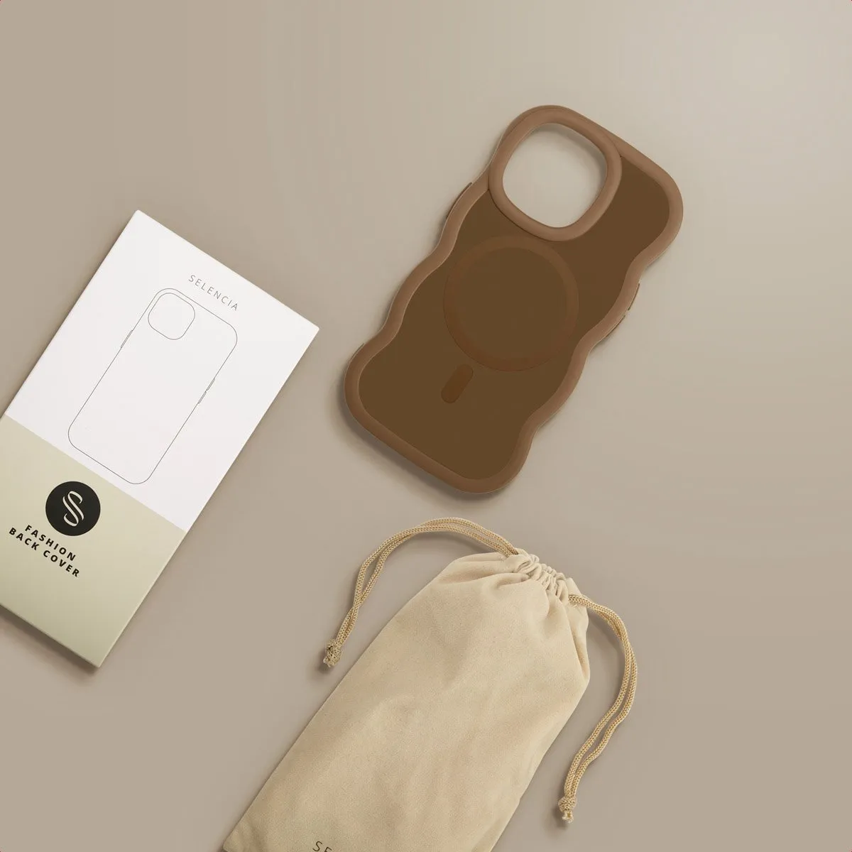 Selencia Wavy Case iPhone 13 Pro - Mocha Brown