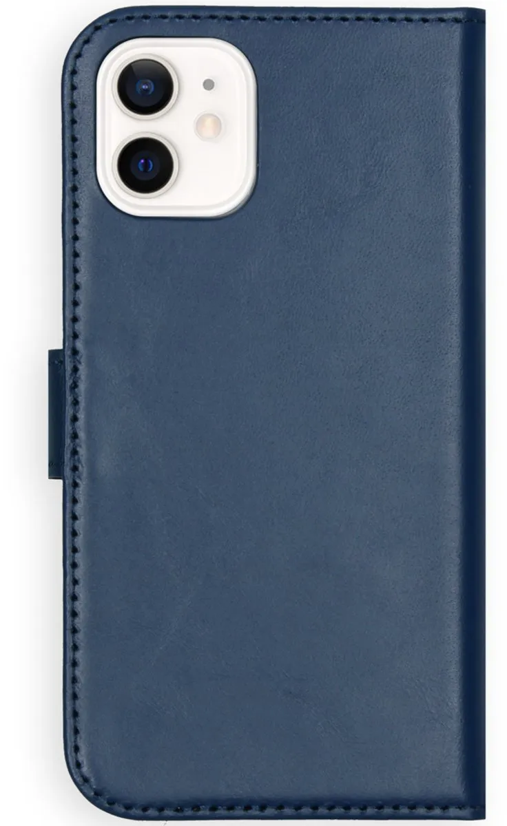 Selencia Hoesje iPhone 12 Mini - Echt Leder Bookcase - Blauw - 3 Pasjes