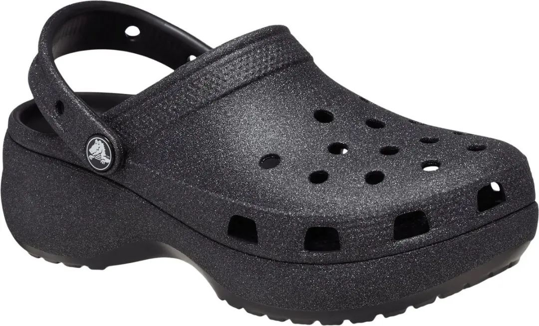 Crocs Classic Glitter Platform Instappers Dames - 37/38 - Zwart - afbeelding 3 van 6
