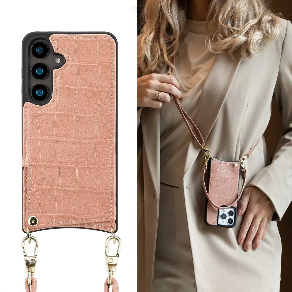 Selencia Croco Backcover Hoesje Samsung Galaxy S24 - Old Pink