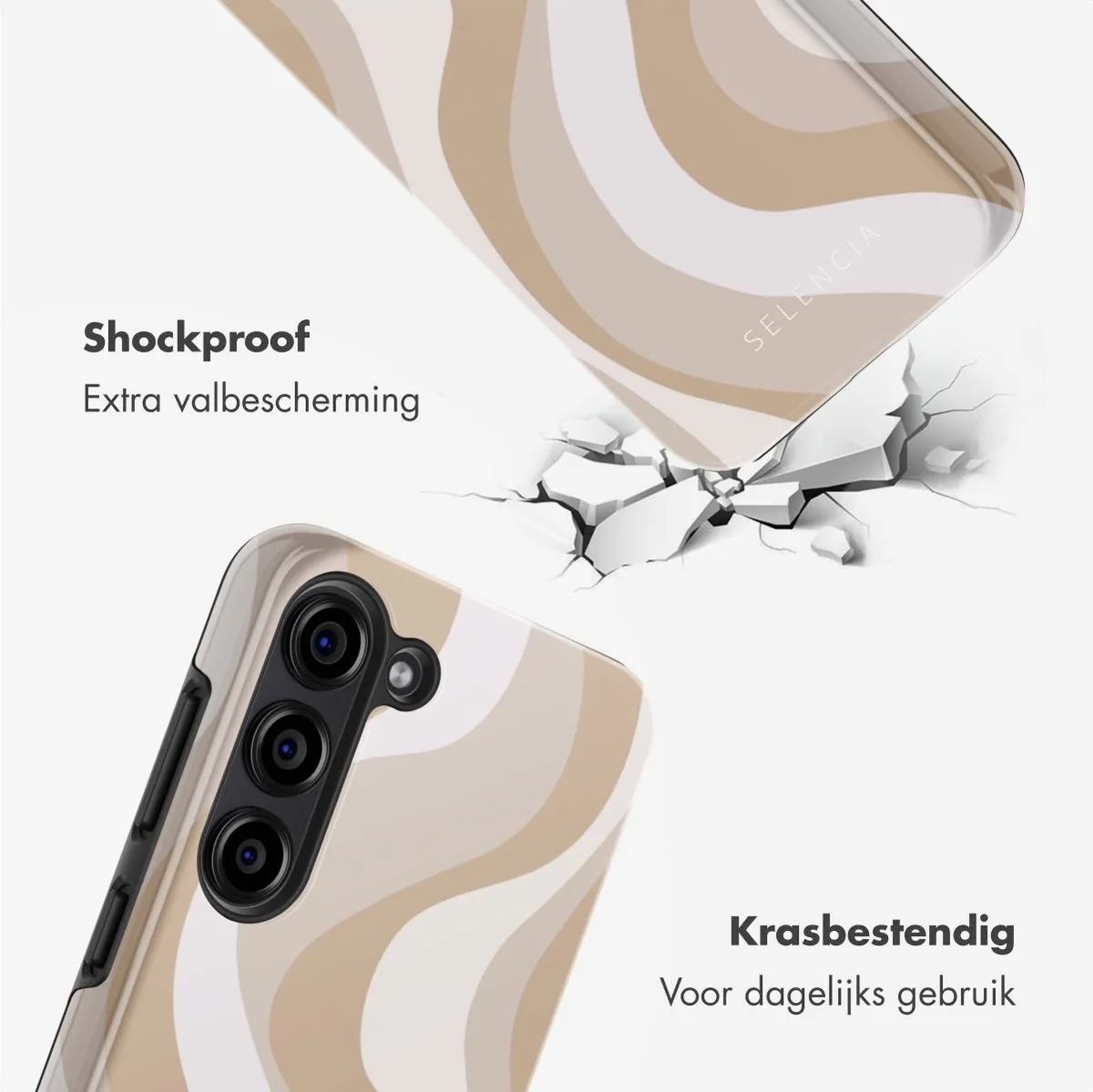 Selencia Hoesje Samsung Galaxy S23 Desert Waves Beige