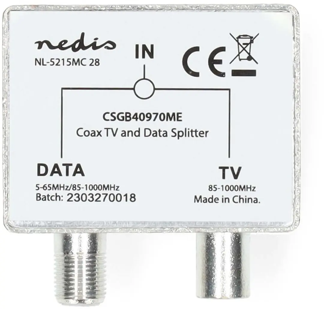 Nedis IEC F-Female naar F-Male Antenne-Adapter 75 Ohm - Zilver - 1 Stuks