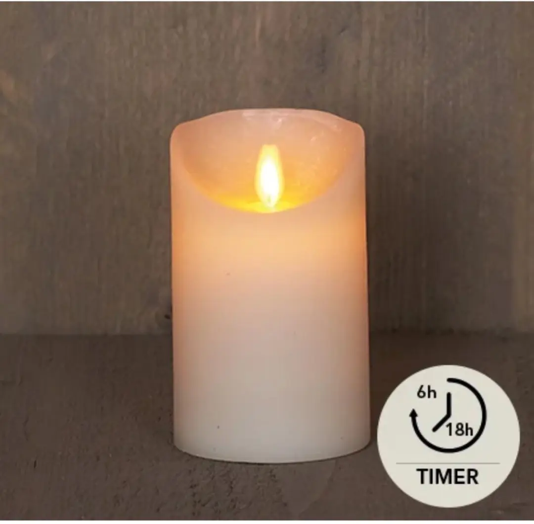Anna's Collection Led Kaars Ivoorwit H12,5xD7,5cm - Warm Wit Licht