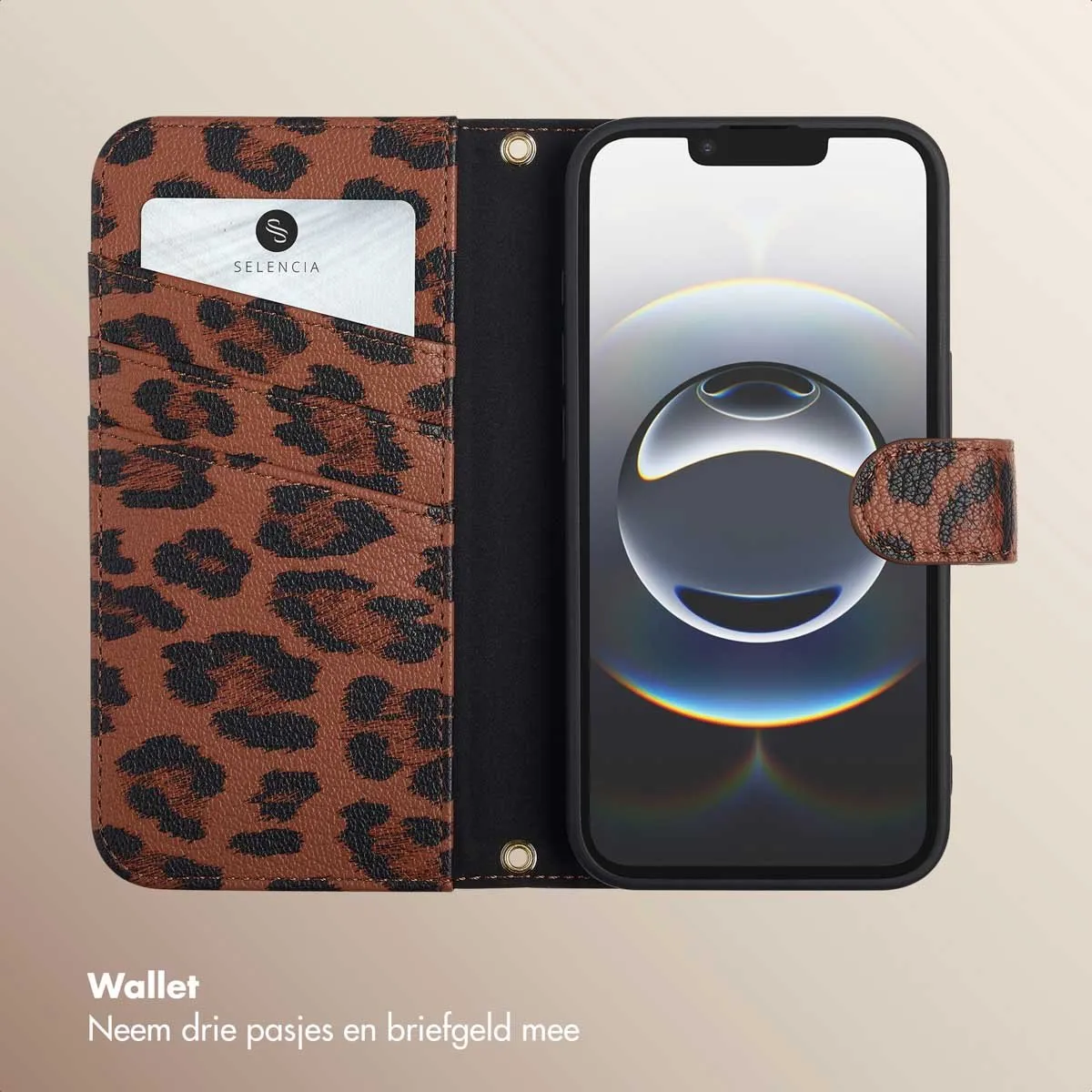 Selencia Hoesje iPhone 16e Sabi Bookcase - Mocha Brown