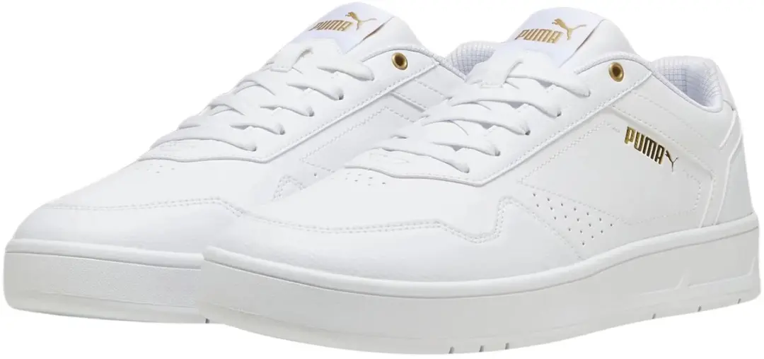PUMA Court Classic Unisex Sneakers - 39 - PUMA White/PUMA Gold - afbeelding 3 van 6