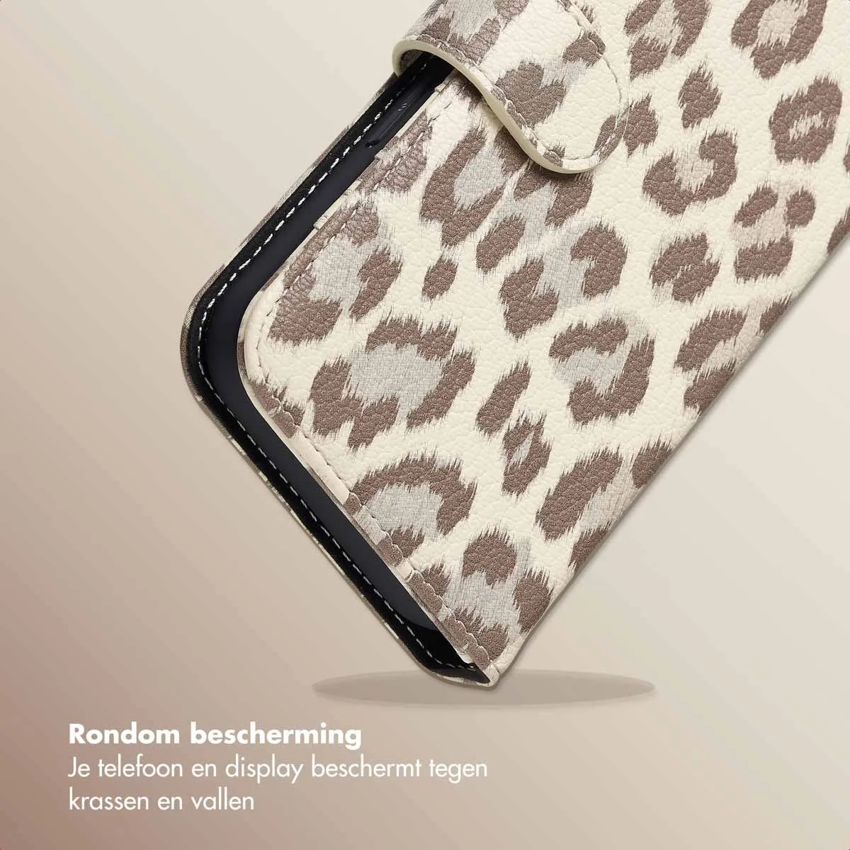 Selencia Hoesje iPhone 16 Sabi Bookcase - 3 Pasjes - Beige