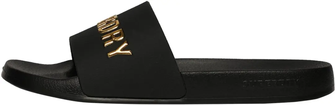 Superdry Vegan Dames Pool Slippers - Logo Black/Metallic Gold - afbeelding 5 van 6