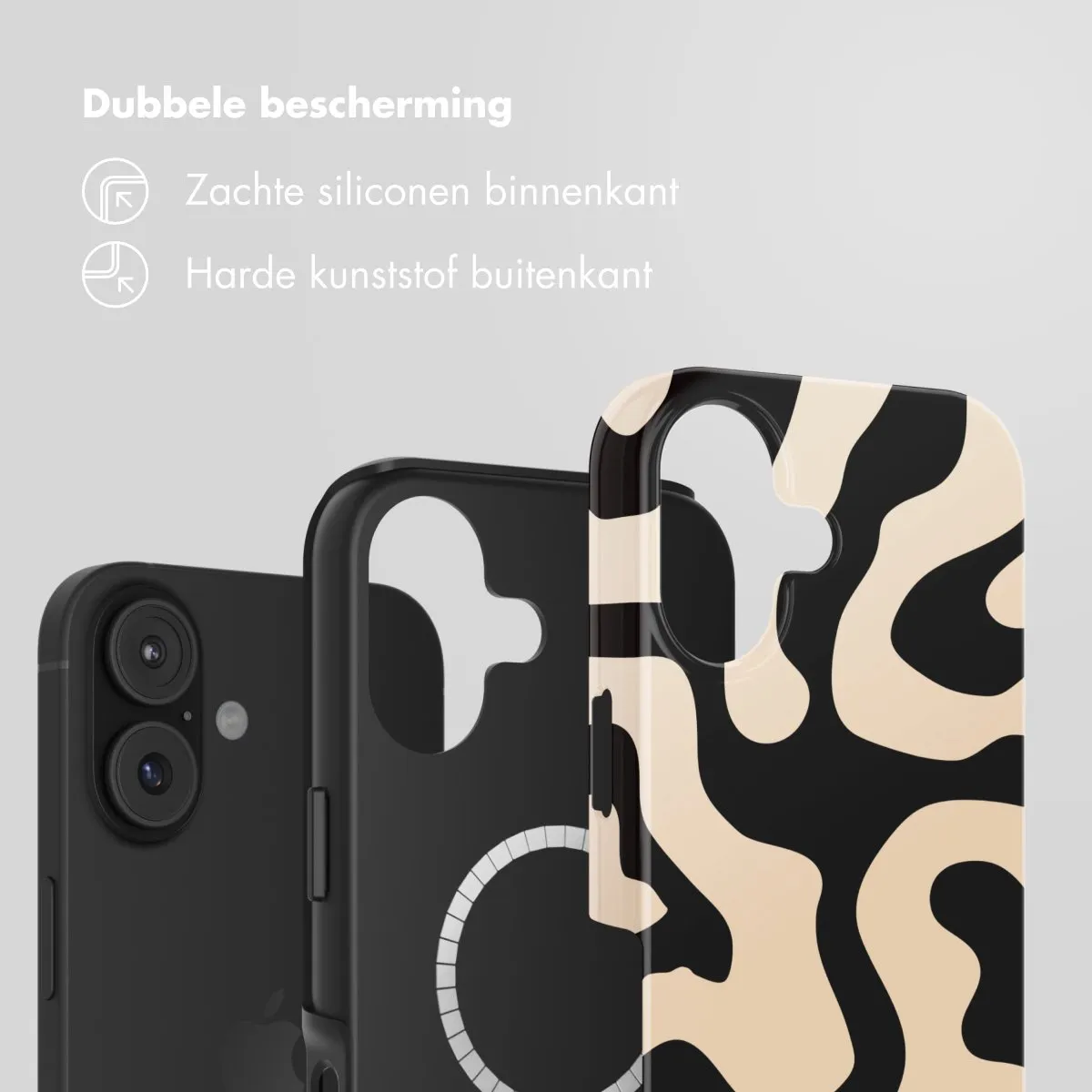 Selencia iPhone 17 Hoesje - Art Wave Black - MagSafe