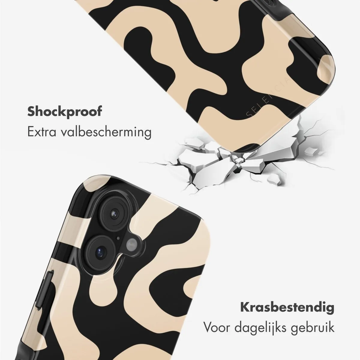 Selencia iPhone 17 Hoesje - Art Wave Black - MagSafe
