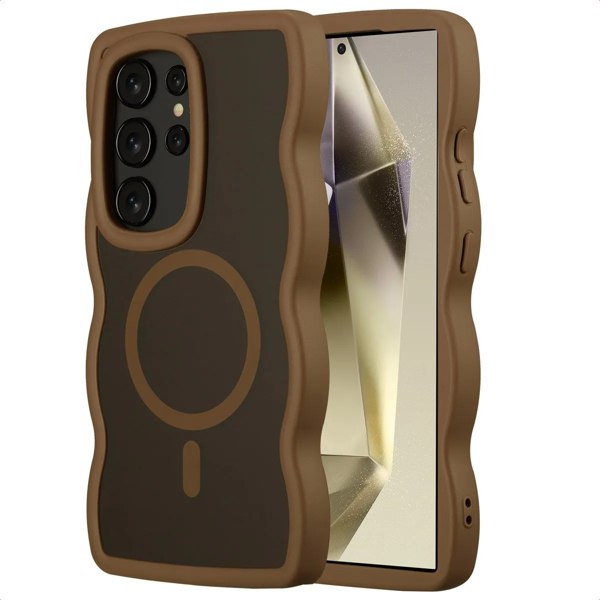 Selencia Wavy Case Samsung Galaxy S24 Ultra - Mocha Brown