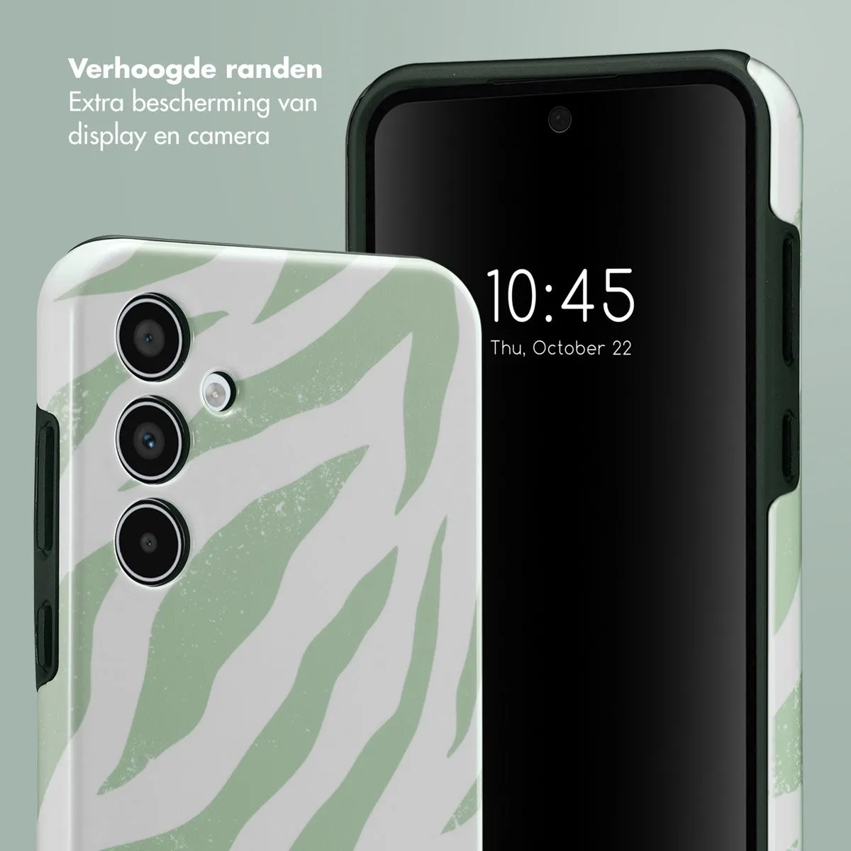 Selencia Hoesje Samsung Galaxy A35 Colorful Zebra Sage Green