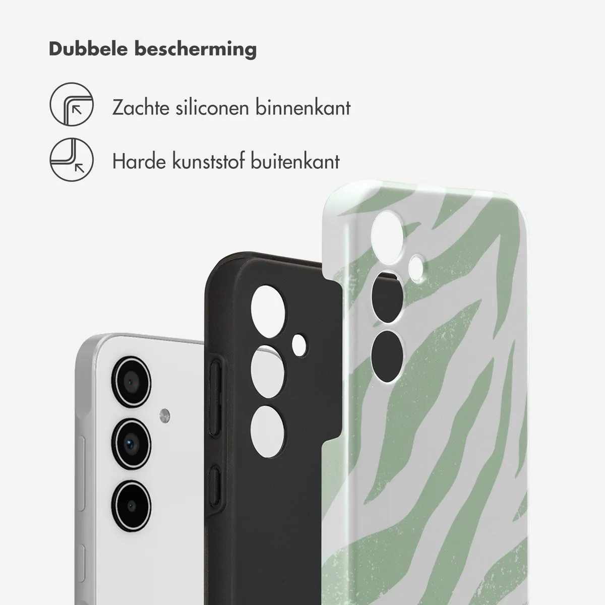 Selencia Hoesje Samsung Galaxy A35 Colorful Zebra Sage Green