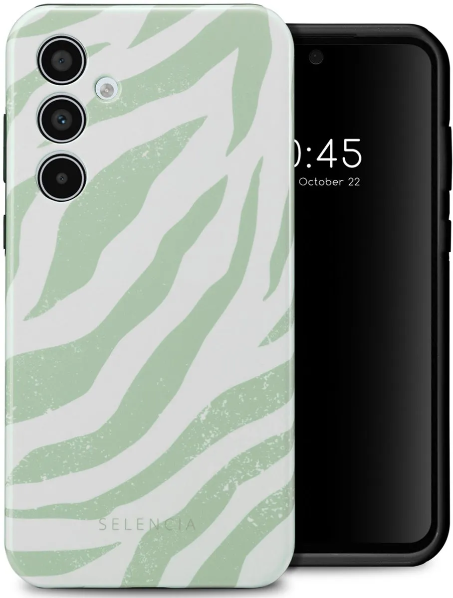 Selencia Hoesje Samsung Galaxy A35 Colorful Zebra Sage Green