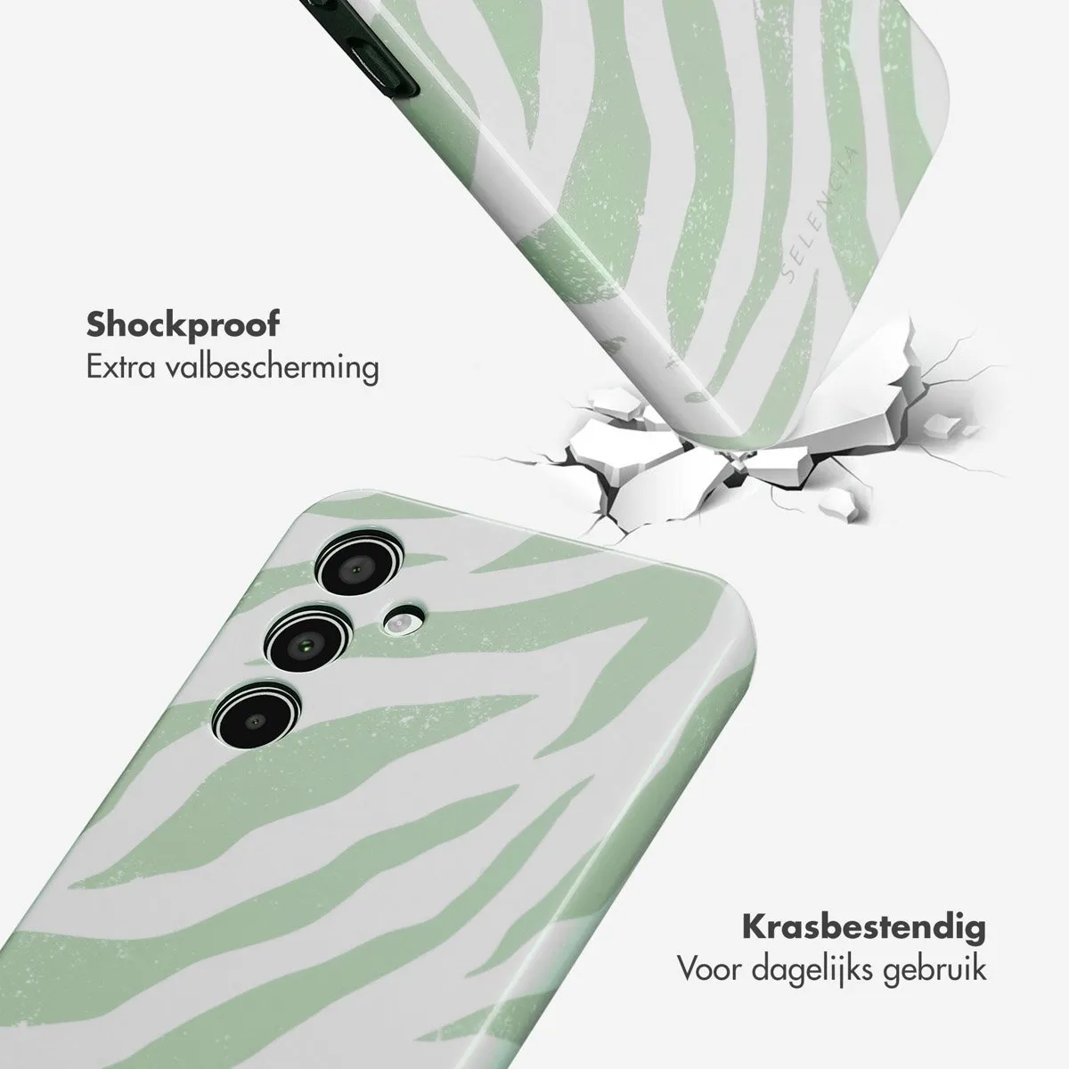 Selencia Hoesje Samsung Galaxy A35 Colorful Zebra Sage Green - afbeelding 6 van 6