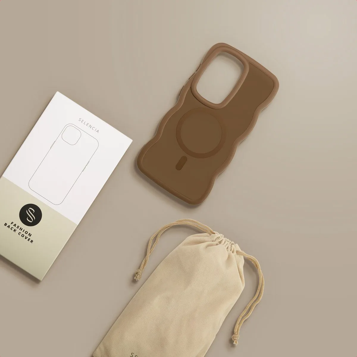 Selencia Wavy Case Samsung Galaxy S25 Ultra - Mocha Brown