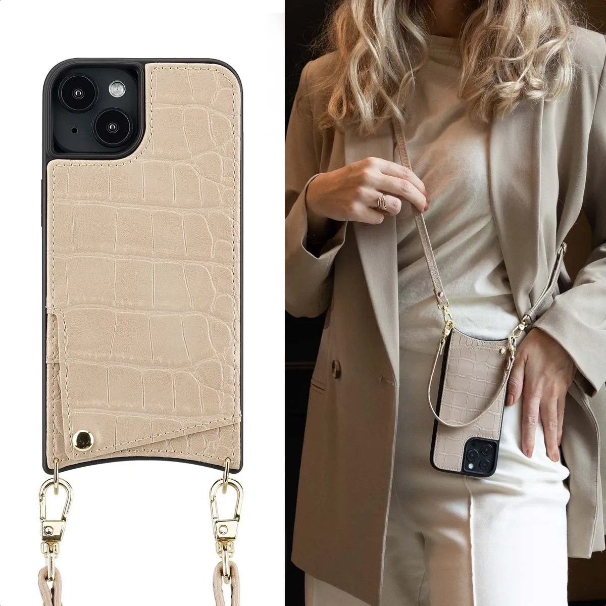 Selencia Croco Backcover iPhone 14/13 - Beige