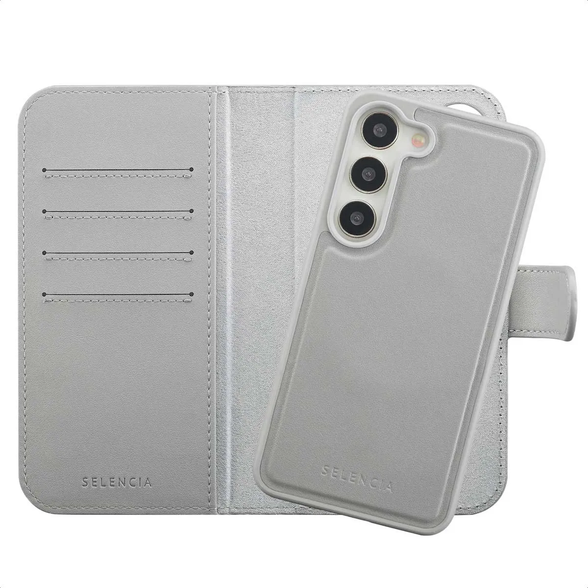 Selencia Hoesje Samsung Galaxy S23 - 6 Pasjes Grijs