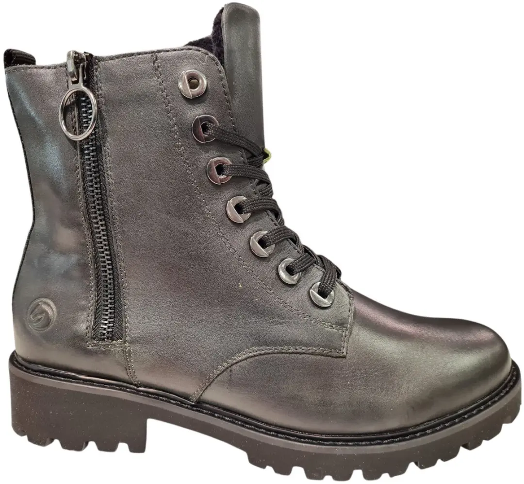 Remonte Groene Leren Dames Veterboots