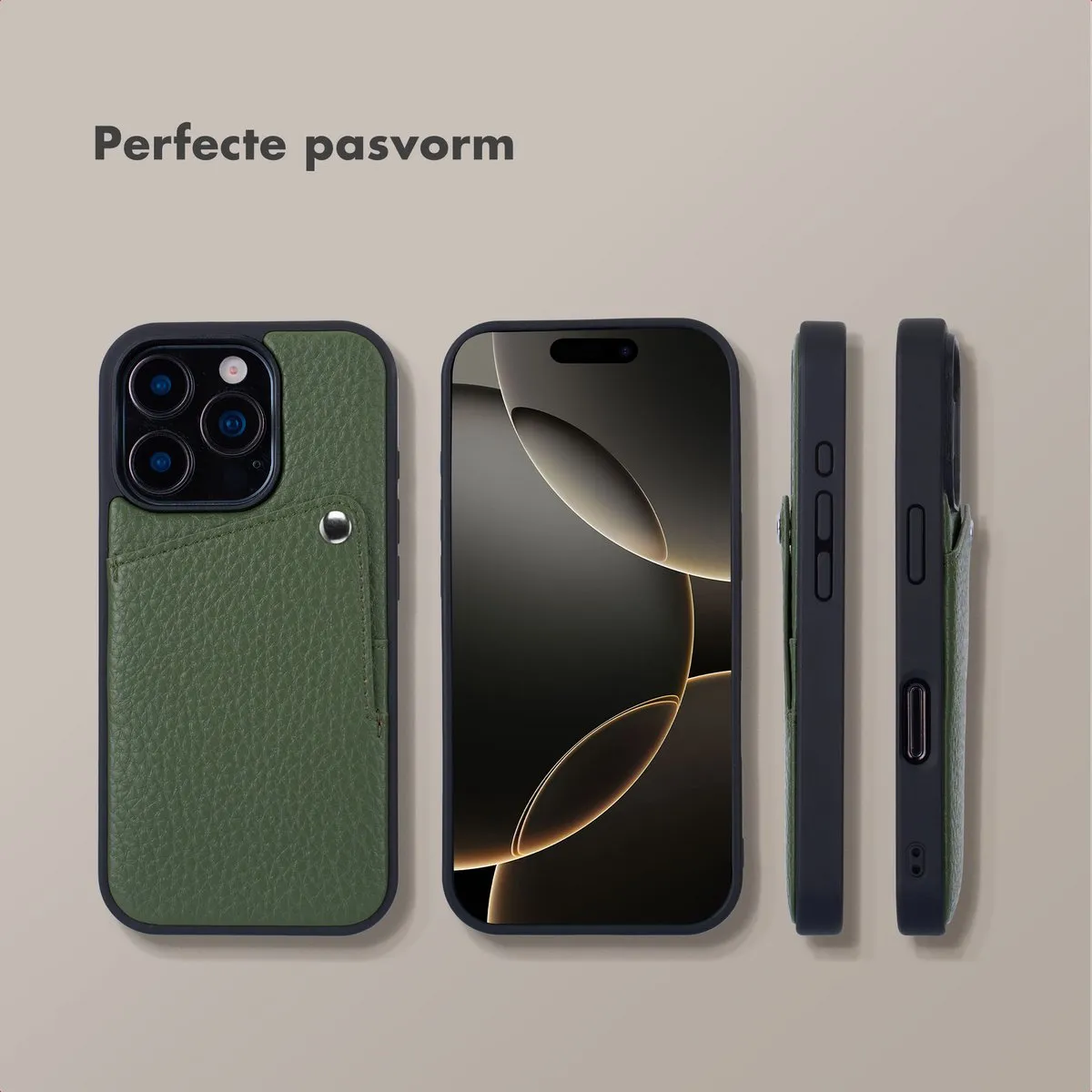 Selencia Hoesje iPhone 16 Pro Sage Green - 2 Pasjes