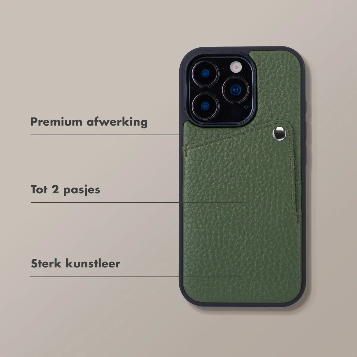 Selencia Hoesje iPhone 16 Pro Sage Green - 2 Pasjes