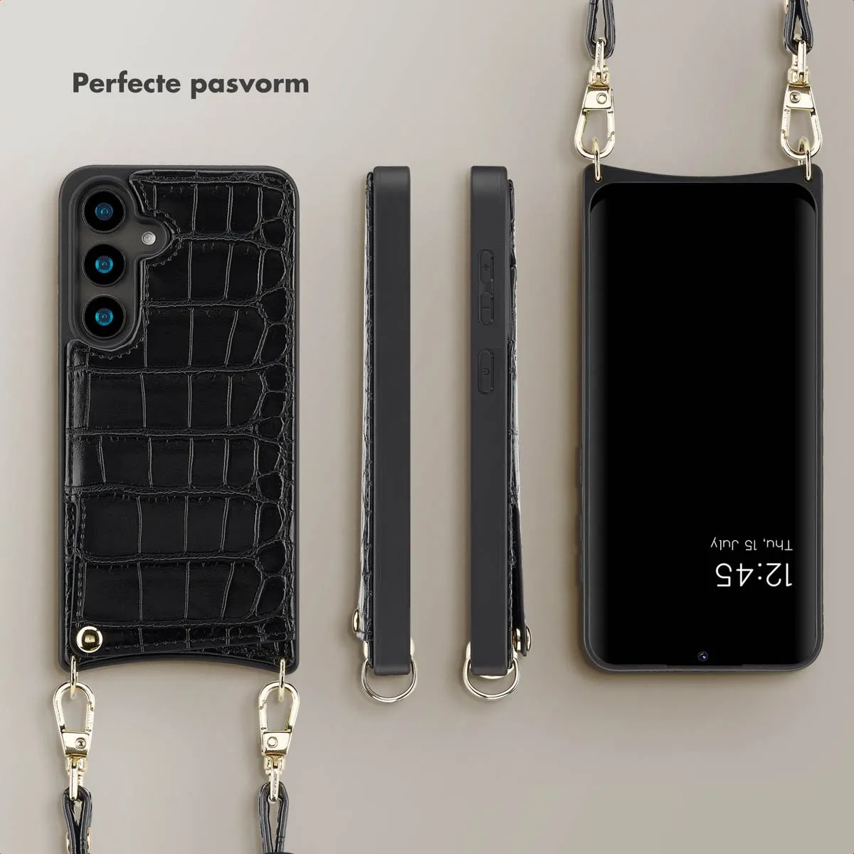 Selencia Hoesje Samsung Galaxy S24 Croco Backcover - Zwart