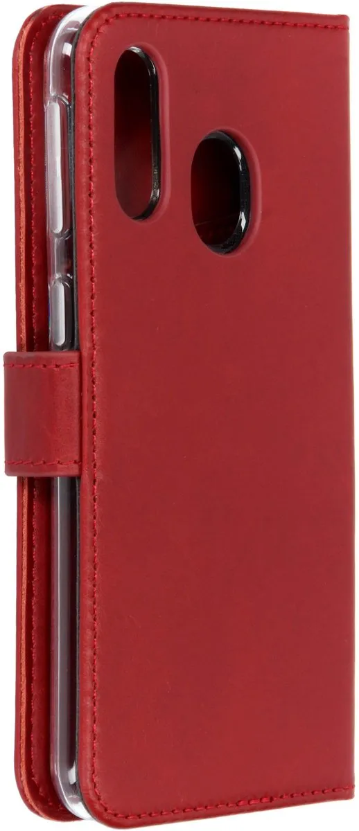Selencia Hoesje Samsung Galaxy A40 - Echt Lederen Bookcase Rood