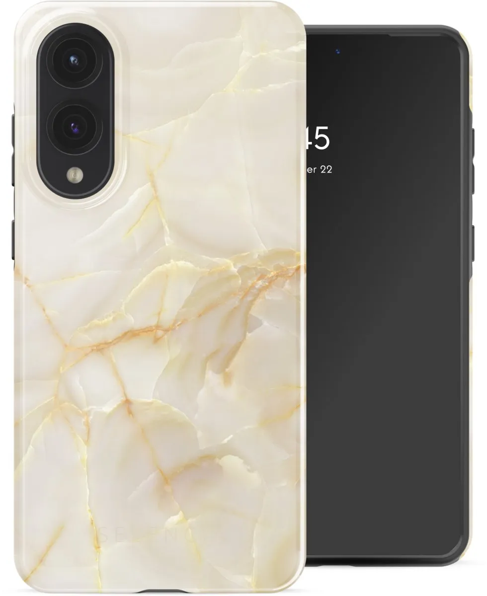 Selencia Hoesje Samsung Galaxy S25 Edge - Golden Beige Marble